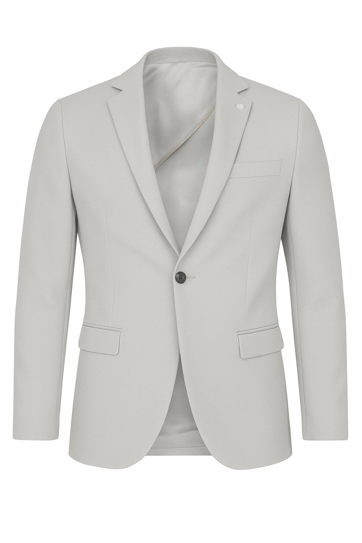 Erkek Açık Gri Blazer Ceket – Slim Fit, Şık ve Hafif Kumaş, Tek Düğmeli - Gri